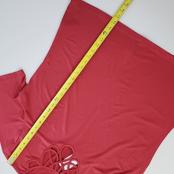 Cleo Women's Rose Pink Short Sleeves Top Loop Cutout Neckline Drapy Size XL - Picture 11 of 11